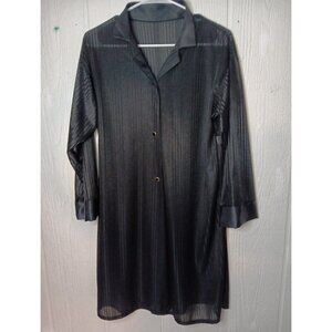 Vintage Petra Fashions Robe Women's L Semi Sheer Striped Button Front Lingerie